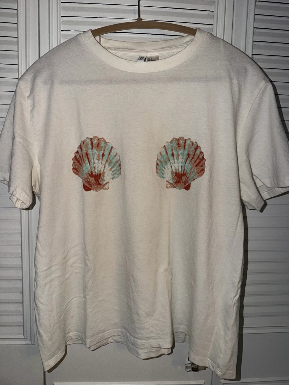 White Cotton Shell Graphic Tee - Mermaid costume!
